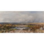 David S. Neave (British, Exh: 1903-1936) Dartmoor Scene Watercolour 21.5 x 42.
