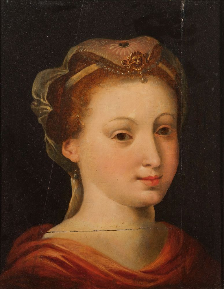 WITHDRAWN School of Fontainebleau (second half of the 16th century) Portrait of a young woman, - Image 2 of 3