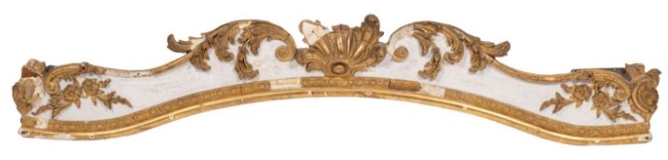 A pair of Rococo revival gilt and white painted pine and gesso pelmets,