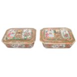 A pair of Chinese Canton famille rose soap dishes,