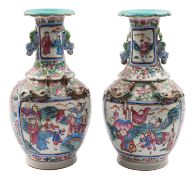 A pair of Chinese Canton famille rose baluster vases,