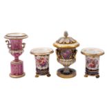 A mixed lot comprising a French pot-pourri vase and cover in the Derby style, faux puce mark,