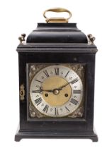 Henry Jones in ye Temple, a late 17th Century ebonised bracket clock the eight-day duration,