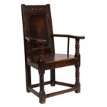 A 17th Century oak Wainscot chair,