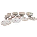 A mixed lot of Chinese famille rose porcelain, Qing Dynasty enamelled in traditional style,