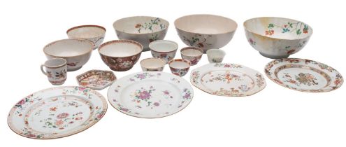 A mixed lot of Chinese famille rose porcelain, Qing Dynasty enamelled in traditional style,