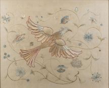 A silk embroidery picture depicting a phoenix,