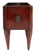 A 19th-century Dutch satinwood and inlaid square jardiniere; with metal liner,