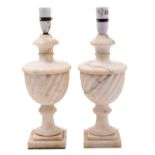 A pair of Continental alabaster urns fitted as table lamps,