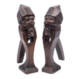 A Continental chip carved fruitwood mortice nutcracker, early 19th century,