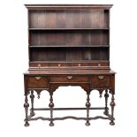 An oak and walnut dresser in William and Mary style,