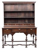 An oak and walnut dresser in William and Mary style,
