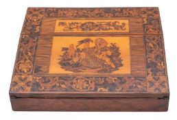 A Victorian rosewood and Tunbridgeware writing slope,