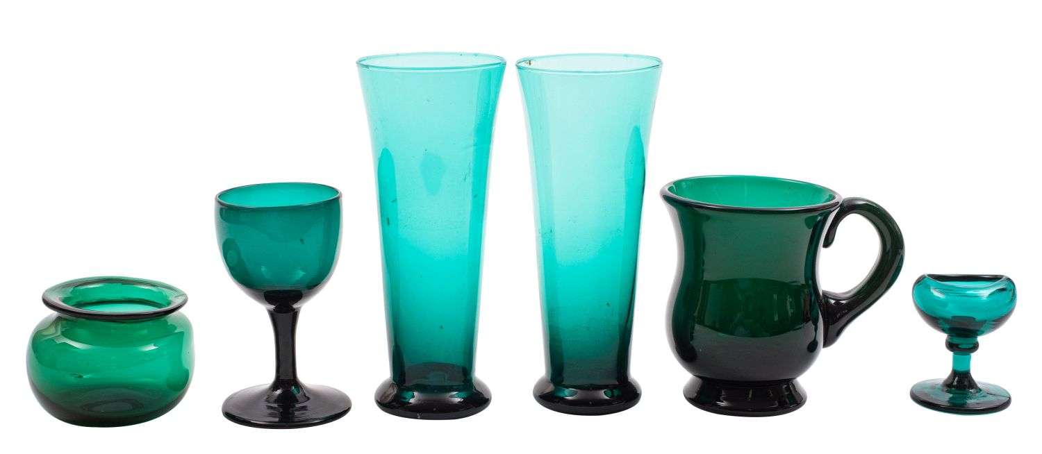 A mixed group of 'Bristol' green glass, primarily goblets and beakers, but including a tankard, - Image 2 of 2