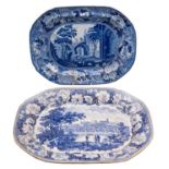Two transfer decorated meat plates, comprising an Elkin Knight & Co.