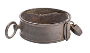 A George III brass dog collar, late 18th /early 19th century; inscribed THOMAS BUTLER-COLE ESQ.