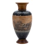 A Doulton Lambeth stoneware vase by Hannah Barlow the frieze sgraffito decorated with children