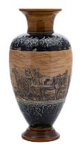 A Doulton Lambeth stoneware vase by Hannah Barlow the frieze sgraffito decorated with children