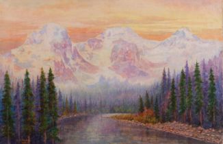 Ernest J. Hutchins (Canadian, 1880 - 1935) Mountain Landscape Watercolour on board 36.