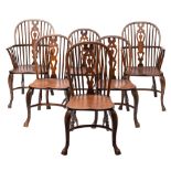 A set of six elm and ash spindle back chairs in 18th century style,