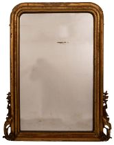 A Victorian gilt wood rectangular overmantel mirror;