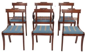 A set of six Regency mahogany dining chairs;