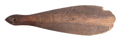 A Maori carved hardwood paddle,