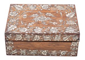 An Anglo Indian ivory inlaid rosewood box,