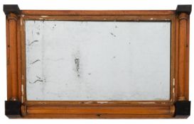 A 19th-century French burr maple rectangular overmantel mirror;