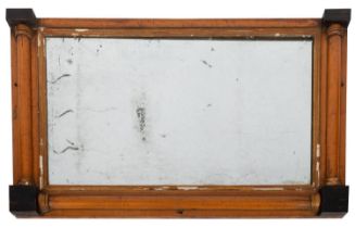 A 19th-century French burr maple rectangular overmantel mirror;