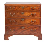 A mahogany rectangular chest of small size, George III and later,