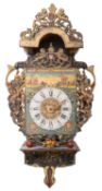 A Dutch contemporary stoelklok wall clock the weight-driven movement striking on a bell,