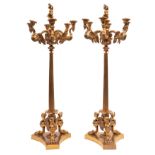 A pair of fine gilt metal seven light candelabra in Empire Revival taste,
