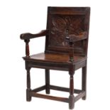 A 17th Century oak Wainscot chair,