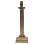 A brass columnar table lamp,