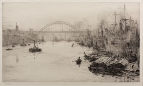 William L. Wyllie (British, 1851-1931) The Tyne Bridge, Newcastle, Etching, 24 x 19.