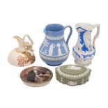A Royal Worcester ivory ground ewer and other items,
