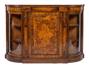 A Victorian walnut, marquetry and gilt metal mounted credenza,