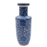 A Chinese blue & white rouleau vase,