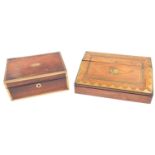 An early Victorian rosewood and brass marquetry writing slope,