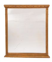 A late Victorian giltwood and gesso overmantel mirror;