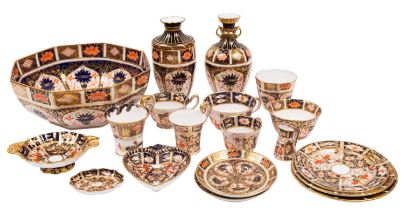 A mixed lot of Royal Crown Derby Old Imari porcelain comprising an octagonal fruit bowl,
