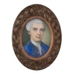 WITHDRAWN British School, circa 1760 Portrait of a man, head and shoulders, in blue coat,