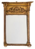 A Regency giltwood and gesso framed overmantel mirror,