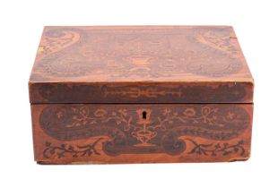 A George III marquetry worked rosewood box,