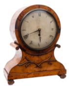 A Regency satinwood English bracket clock having an eight-day duration,