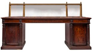 A substantial Regency mahogany and ormolu mounted pedestal sideboard,