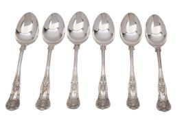 A set six Elizabeth II silver teaspoons, maker William Yates Ltd, Sheffield 1972, Kings pattern,