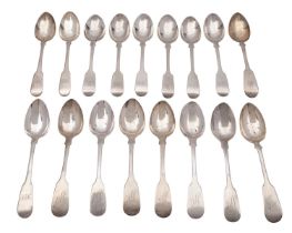 A set of six william IV silver teaspoons, Isaac Parkin, Exeter 1831, Fiddle pattern,