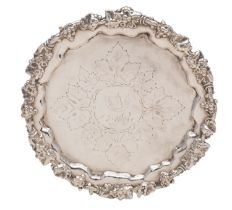 A Victorian silver salver, Henry Wilkinson & Co, Sheffield 1853, of circular form,